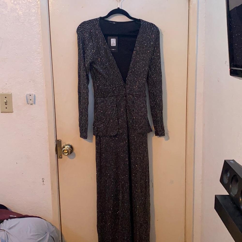 Fashion Nova Dancing Queen Lurex Jumpsuit ‘ Mulitcolor   Size S  (BRAND NEW) !